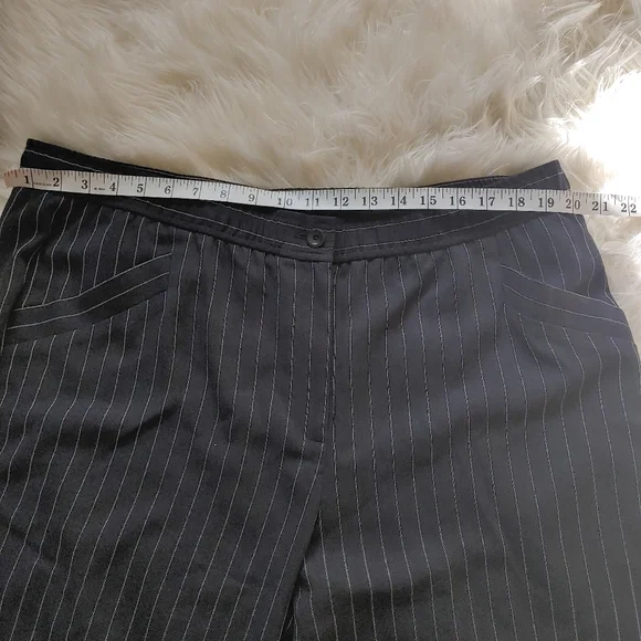 🌿 Eileen Fisher Indigo wide leg cropped pant navy pinstripe size XL - Picture 4 of 8